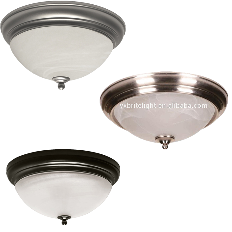 13/15 inch 2 lamp ceiling light alabaster glass brushed nickel flush mount ceiling lighting fixture