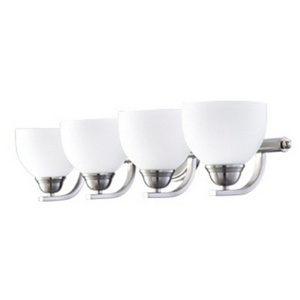 4 Lights Wall Mount Lamp 32 Inch Opal Glass Shade Brushed Nickel Indoor Led Vanity Light for Bathroom