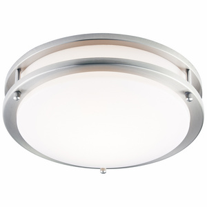 Round Flush Mount Ceiling Light, White Acrylic, Brushed Nickel living room bedroom