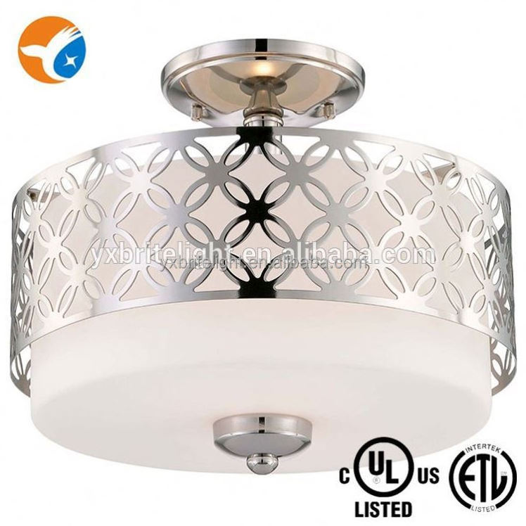 Modern White Glass Shade Semi Flush Mount Ceiling Lights