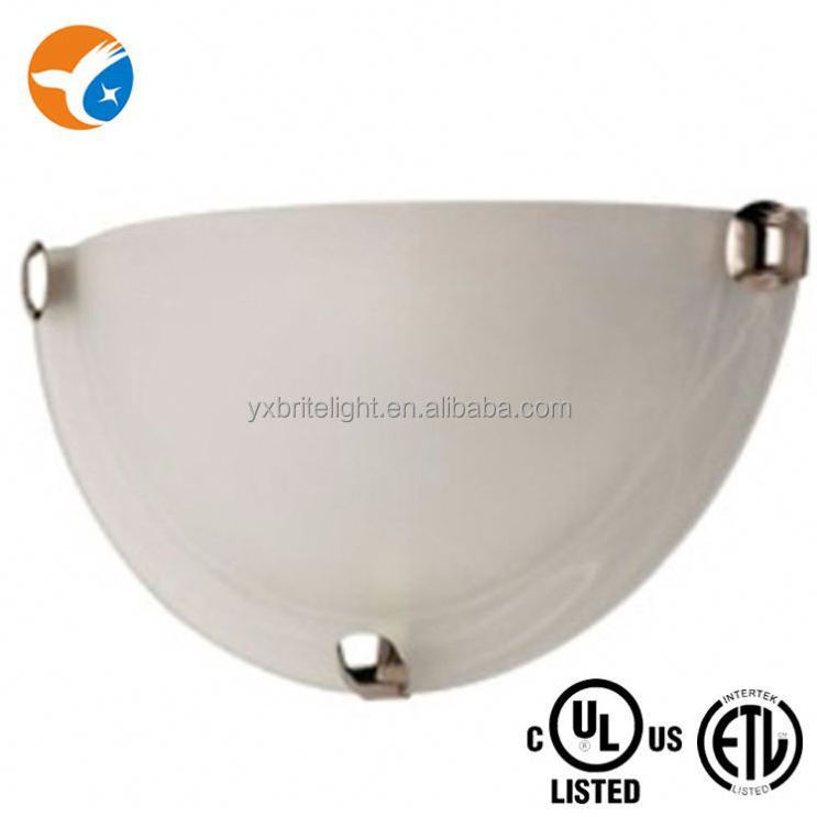 ETL listed half moon wall light 12 inch led 10w glass shade brushed nickel wall mount lamp