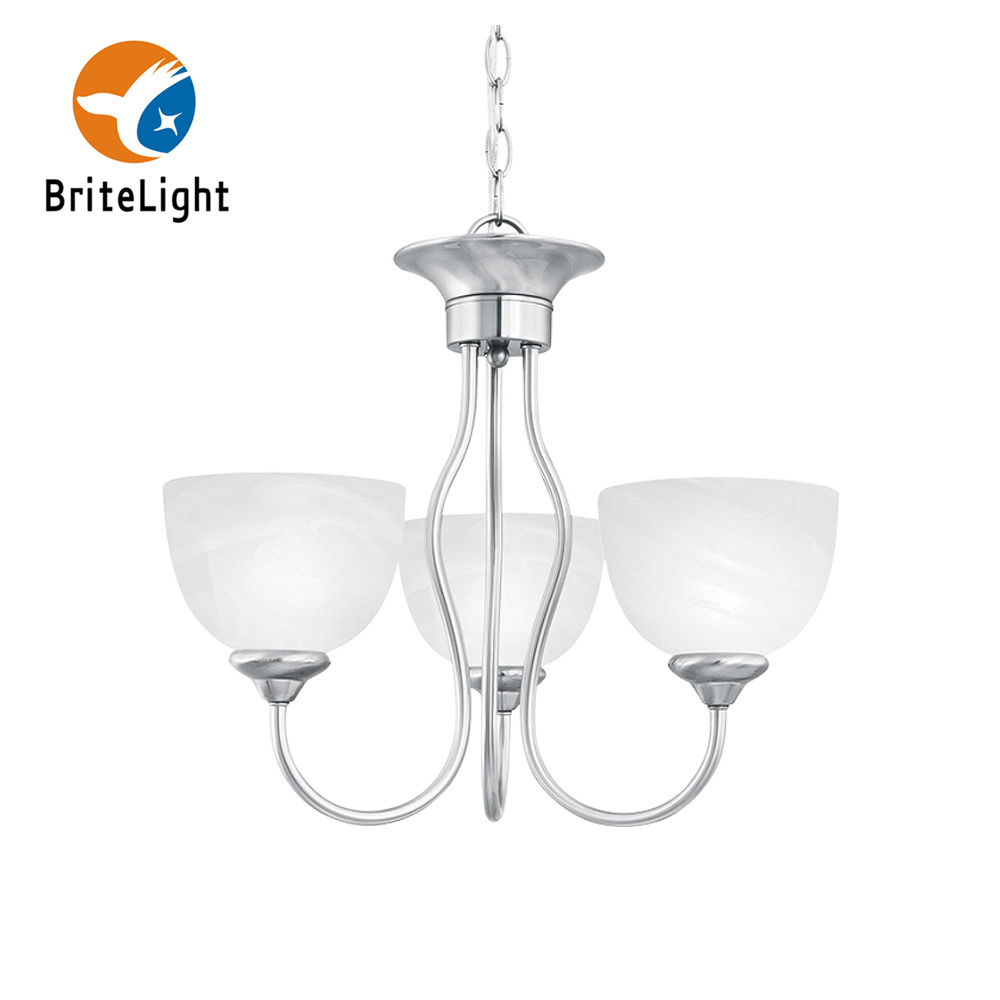 Contemporary Luxury Chandelier Brushed Nickel With Alabaster Glass Shade Pendant Lighting