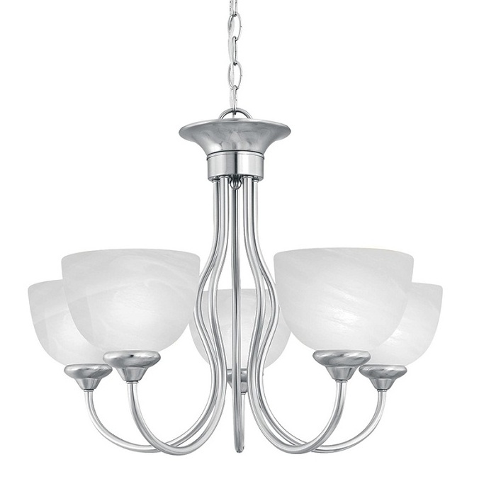 Contemporary Luxury Chandelier Brushed Nickel With Alabaster Glass Shade Pendant Lighting