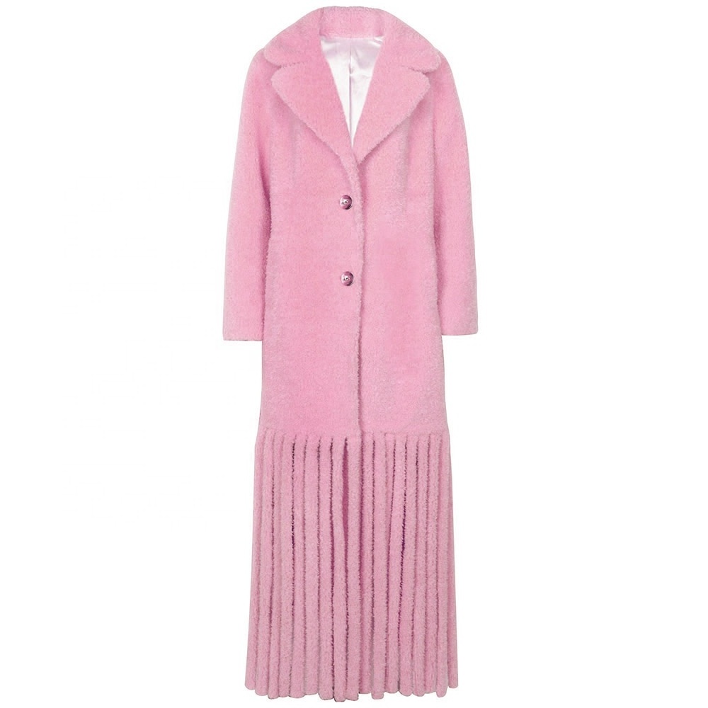 Autumn New 100% Wool Coat Women Tassel Trim Long Wool Coat For Ladies