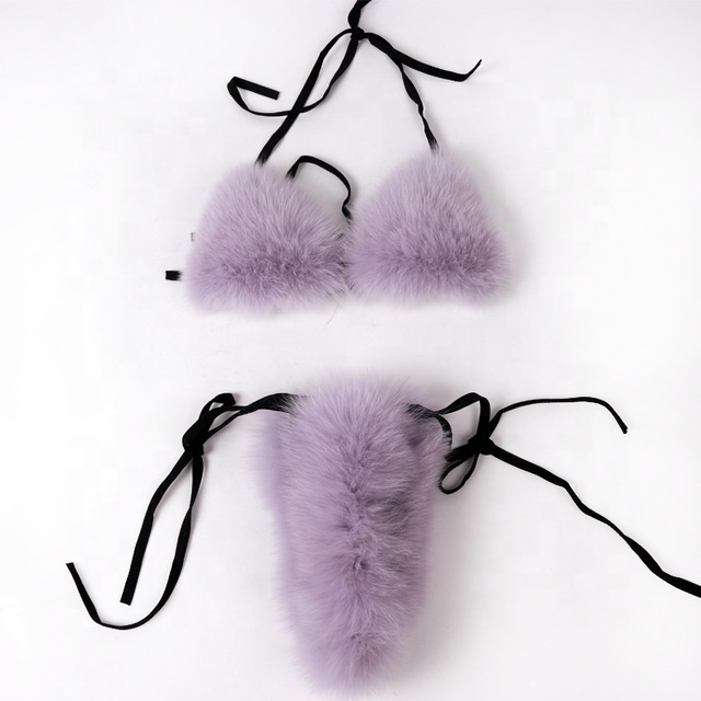 fur bikini women fox fur sexy bikini sets ladies natural raccoon fur bikini set