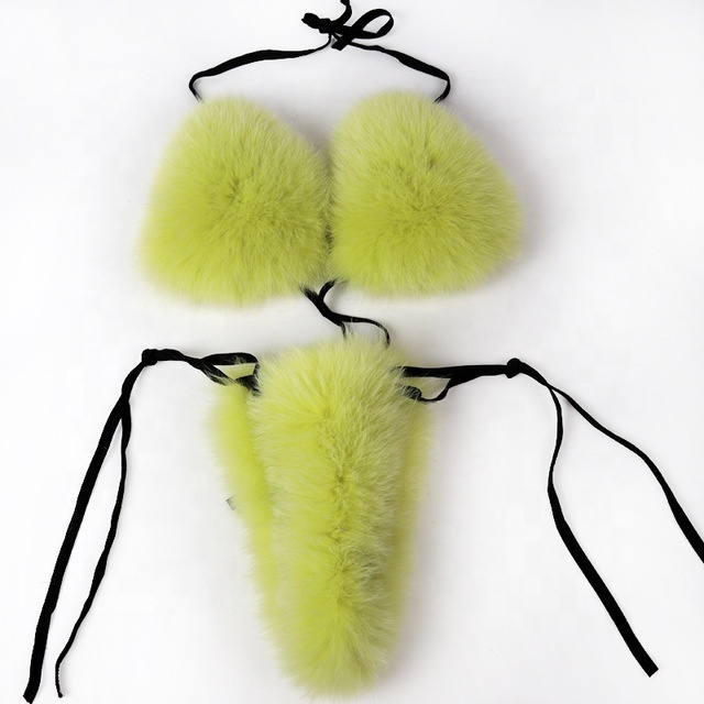 fur bikini women fox fur sexy bikini sets ladies natural raccoon fur bikini set