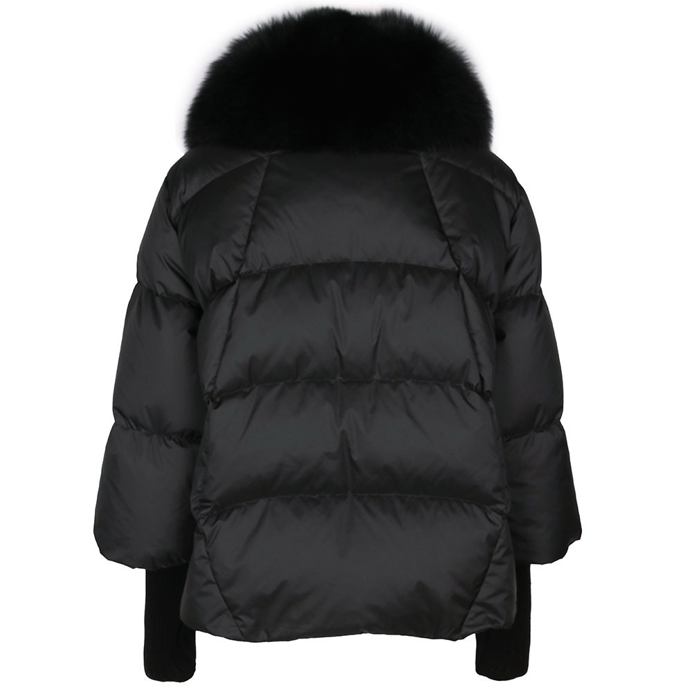 Oversized Winter Warm Detachable Removable Fur Collar Black Down Coat Women Puffer Outerwear Jackets Ladies