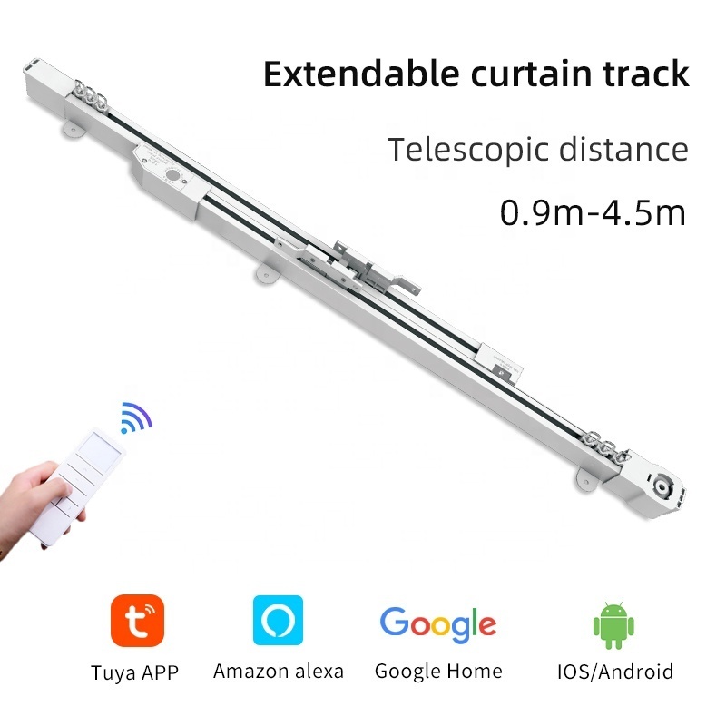 Google Home Alexa Tuya Smart Wifi motor Telescopic curtain track System Motorized Curtain Track