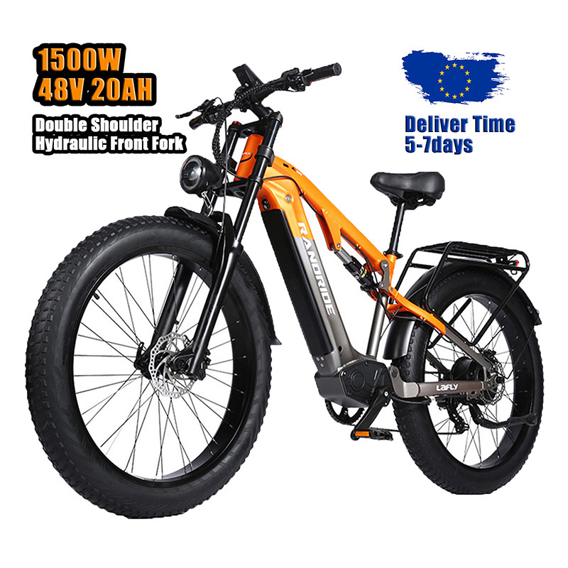 RANDRIDE 20Ah 26*4.0 e-bike full suspension fat tire electric mountain bike with throttle 1500w