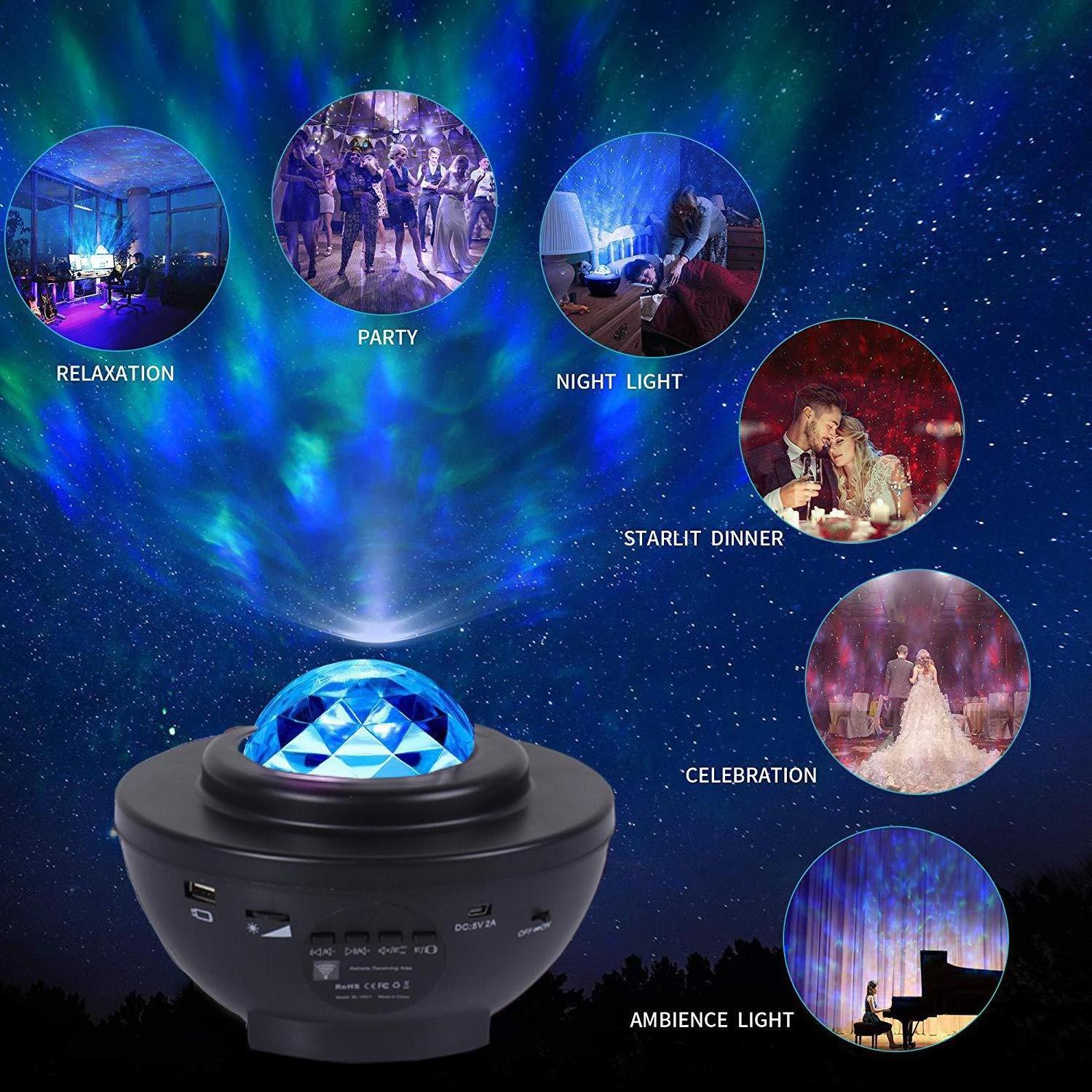 2021 Hot Seller Music Speaker Twinkling Space LED Night Light Starry Sky Projector for Room Decoration night light