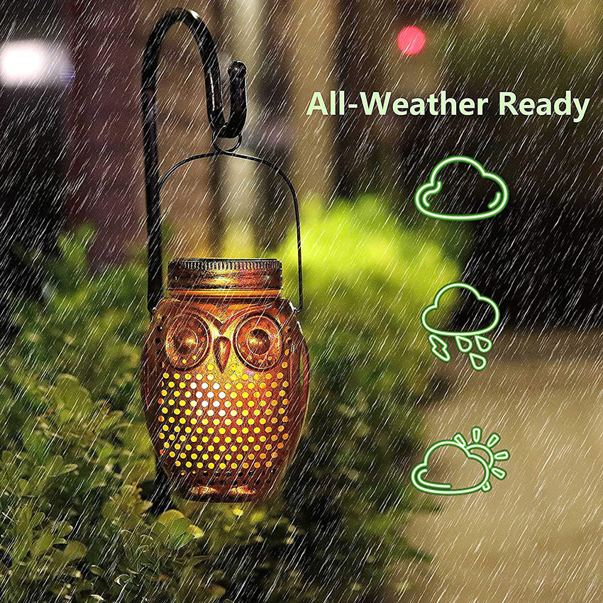 Outdoor Waterproof Garden Patio Walkway Yard Decor Lighting Hanging Flame Led Solar Powered Lanterns