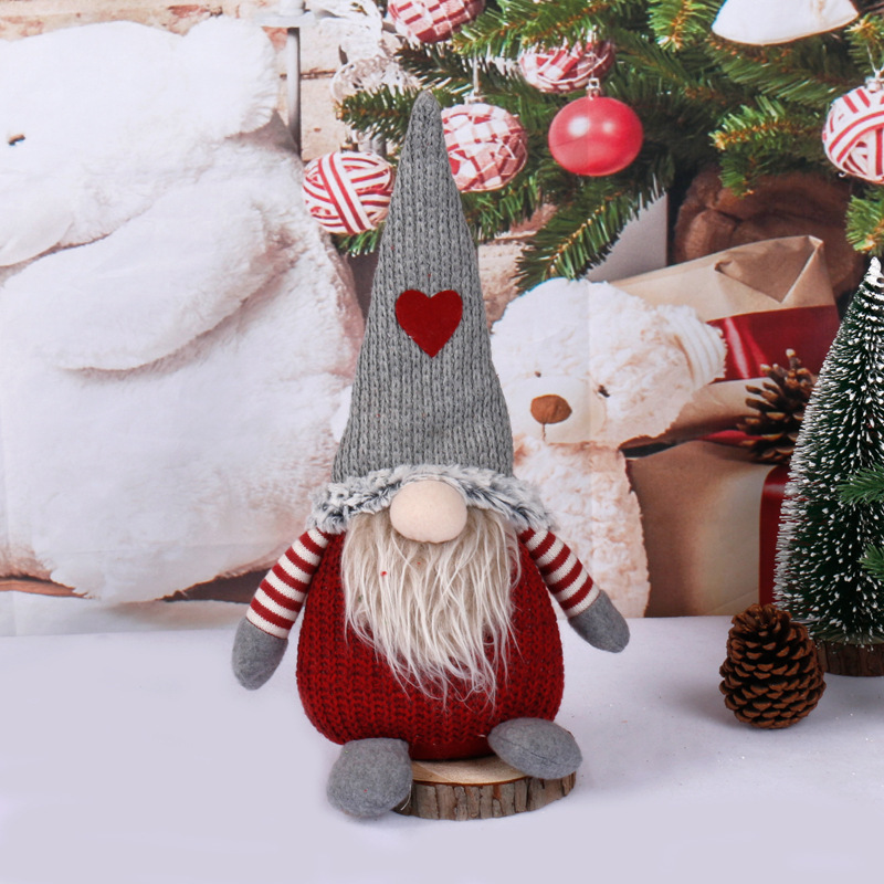 Christmas Faceless Gnomes Plush Elf Figurine Knitted Hat faceless Doll With Hat Christmas Ornaments Figurine Craft Presents