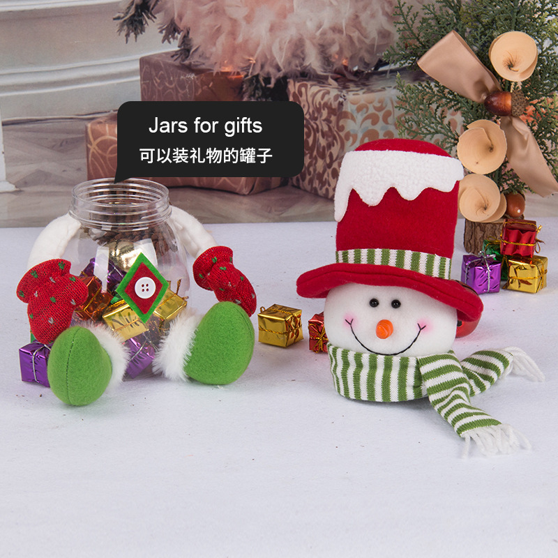 Custom Christmas Kids Candy Gift Box Candy Jar Storage Bottle Santa Cute Christmas decoration supplies plush santa