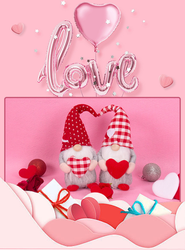 Valentine's Day Gift Gnome Doll Supplier Valentine Decor for Table Faceless Gnome Plush Doll