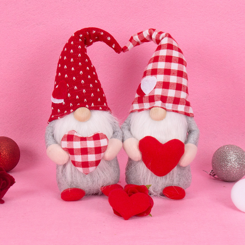 Valentine's Day Gift Gnome Doll Supplier Valentine Decor for Table Faceless Gnome Plush Doll