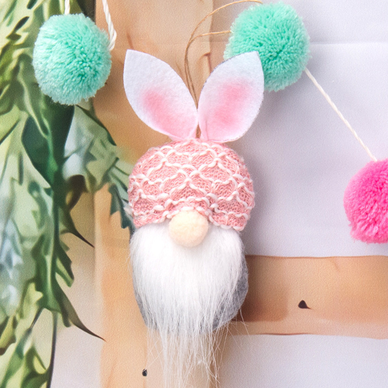 Factory Direct Plush Easter Mini Bunny Gnomes Hanging Easter Gnomes Easter Gnome Bunny Hanging Ornaments Set