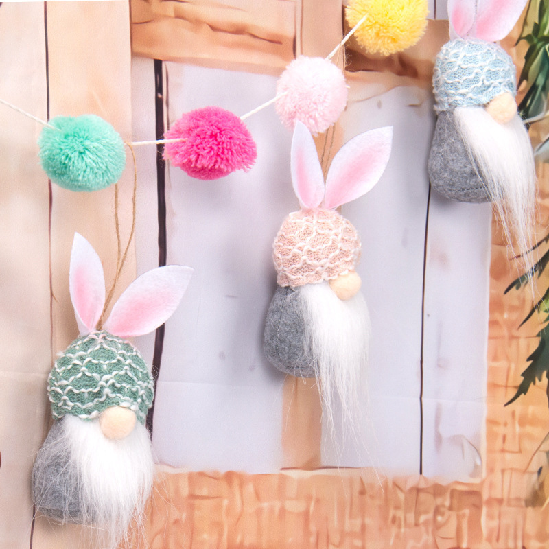 Factory Direct Plush Easter Mini Bunny Gnomes Hanging Easter Gnomes Easter Gnome Bunny Hanging Ornaments Set