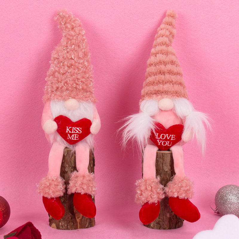 Valentine's Day Cloth Decorative Dwarf Doll Long-Legged Rudolf Sitting christmas Window Props Dating Doll Decoration