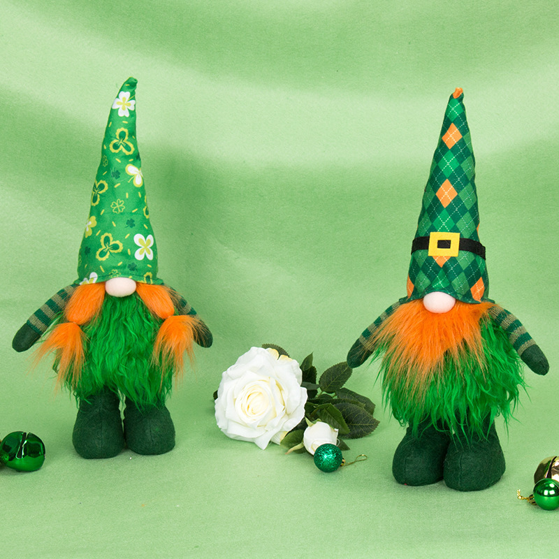 St. Patrick's Day Gnome Plush - Irish Mr and Mrs Elf Dwarf Gnomes Plushie For Christmas Tree Decoration Indoor Decoration