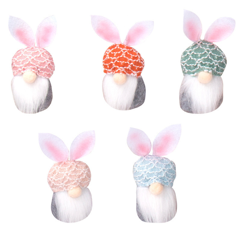 Factory Direct Plush Easter Mini Bunny Gnomes Hanging Easter Gnomes Easter Gnome Bunny Hanging Ornaments Set