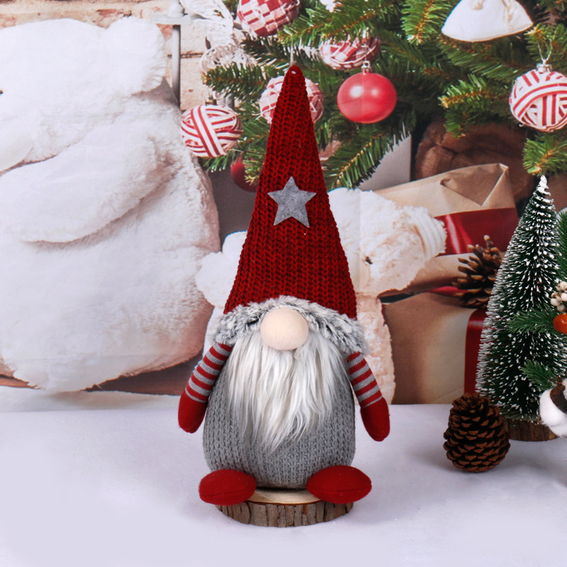 Christmas Faceless Gnomes Plush Elf Figurine Knitted Hat faceless Doll With Hat Christmas Ornaments Figurine Craft Presents