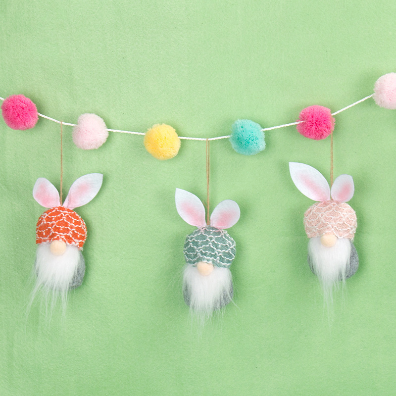 Factory Direct Plush Easter Mini Bunny Gnomes Hanging Easter Gnomes Easter Gnome Bunny Hanging Ornaments Set