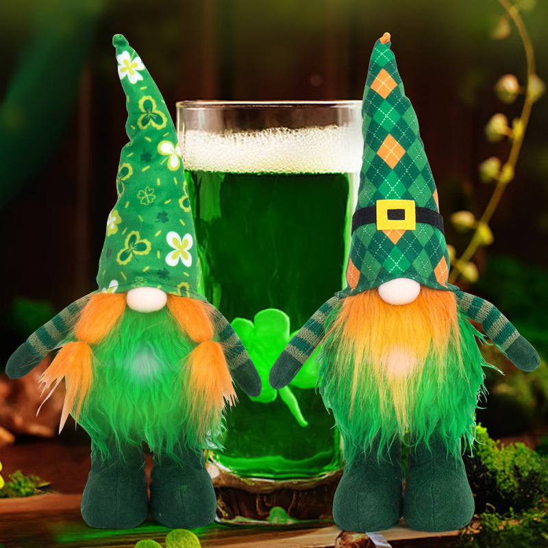 St. Patrick's Day Gnome Plush - Irish Mr and Mrs Elf Dwarf Gnomes Plushie For Christmas Tree Decoration Indoor Decoration