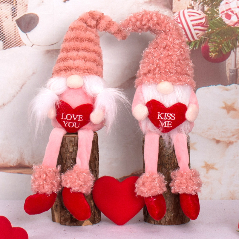 Valentine's Day Cloth Decorative Dwarf Doll Long-Legged Rudolf Sitting christmas Window Props Dating Doll Decoration