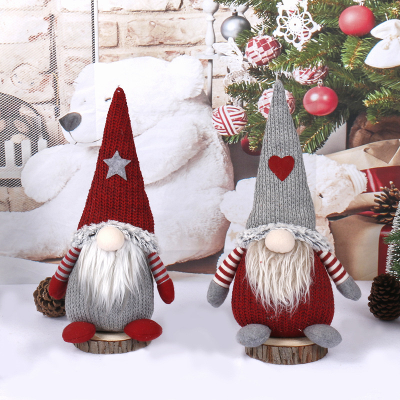 Christmas Faceless Gnomes Plush Elf Figurine Knitted Hat faceless Doll With Hat Christmas Ornaments Figurine Craft Presents