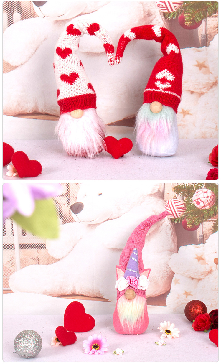 Faceless Gnome Plush Doll Red Heart Gifts For Valentine Day Decor Holiday Party Wedding Christmas Decoration