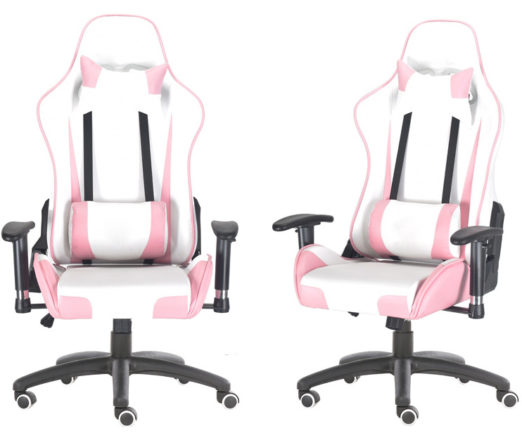 Modern gaming chair Pink cute chair with cat design headrest