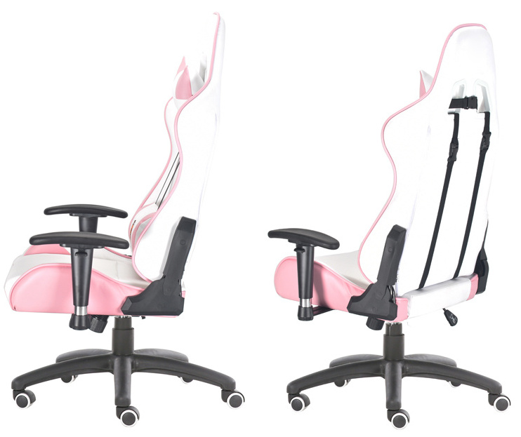 Modern gaming chair Pink cute chair with cat design headrest