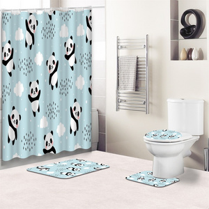 Lovely Panta raining bathroom sets with Shower curtain and rugs  100%waterproof durable luxury shower curtain