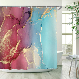 Custom Design 100% Polyester Home Decors Marble Bath Shower Curtain