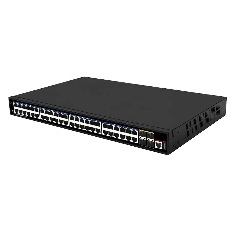 52 Port 10G Uplink 48 Ports Gigabit L3 Management Ethernet POE switch 48* 10/100/1000M  4* 10G SFP+ Ports