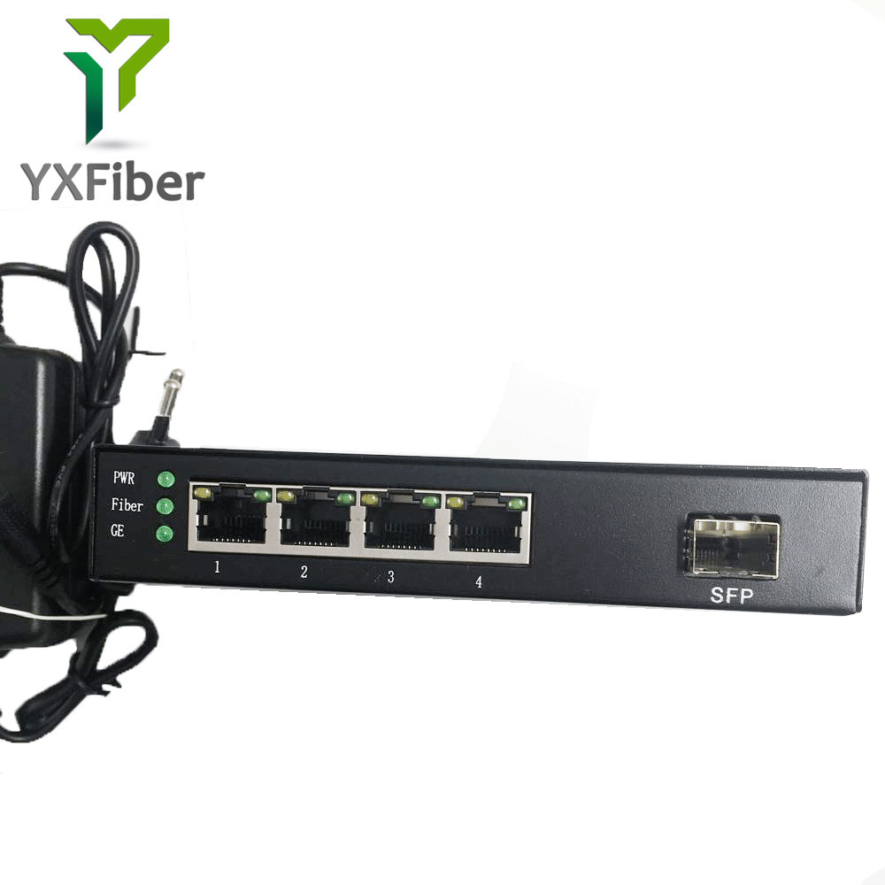 1G4E 1 SFP Fiber Optical Ports 4 RJ45 Ethernet Ports Media Converter Gigabit Fiber Optic Switch