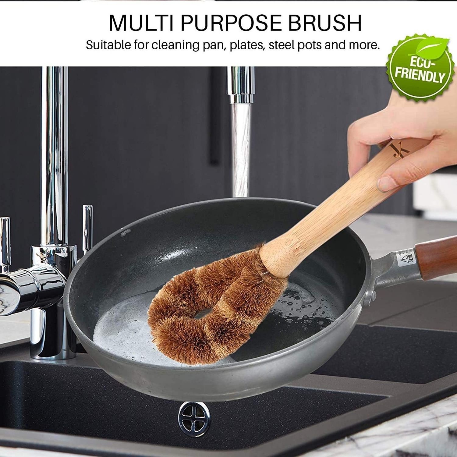 A 2024 Newest AA household washing dish pot scrub brush 5 pieces wood bamboo kitchen cleaning brush set for home