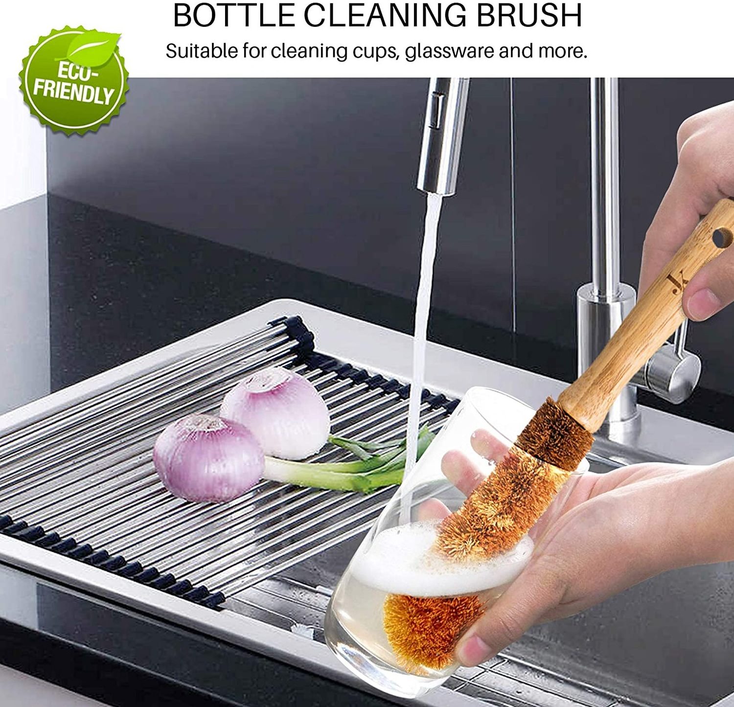 A 2024 Newest AA household washing dish pot scrub brush 5 pieces wood bamboo kitchen cleaning brush set for home