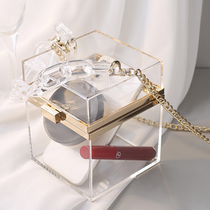 Fashion box shaped acrylic bag transparent jelly acrylic clear box purse ladies clutch bags