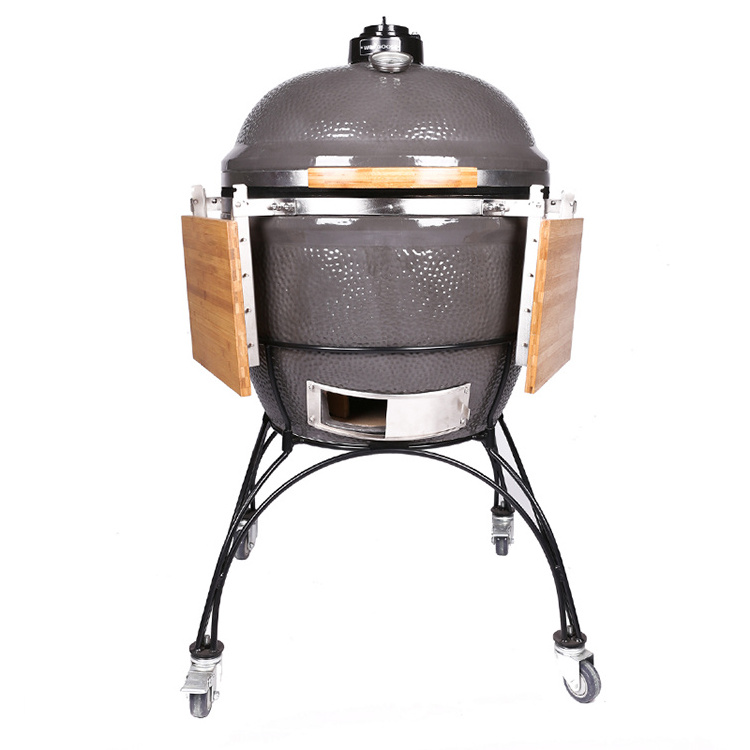 MCD 27 Inch Smokeless Outdoor Table BBQ Grill Kamado Egg Charcoal Vertical BBQ Grill Ceramic Stanles  wh