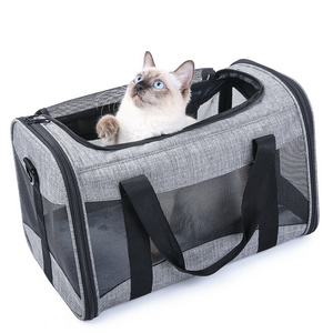 Cat Dog Carrier Pet TSA Airline Approved Soft Sided Collapsible Travel Puppy Bag for Small Medium Cats Dogs Puppies up to 15 Lbs