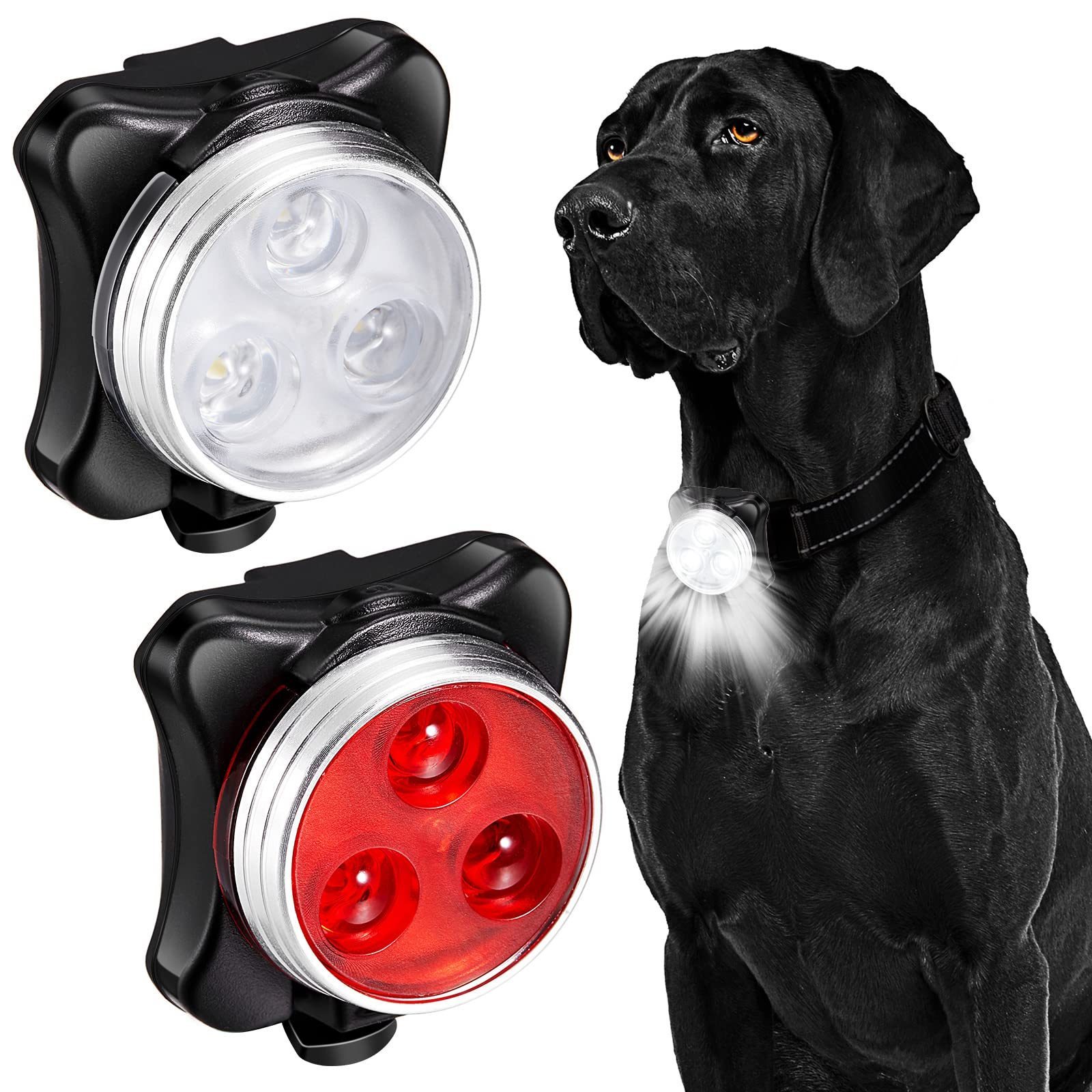 USB Rechargeable Dog Collar Night Lights Pet Safety Light LED Collar Charm for Outdoor Running Walking