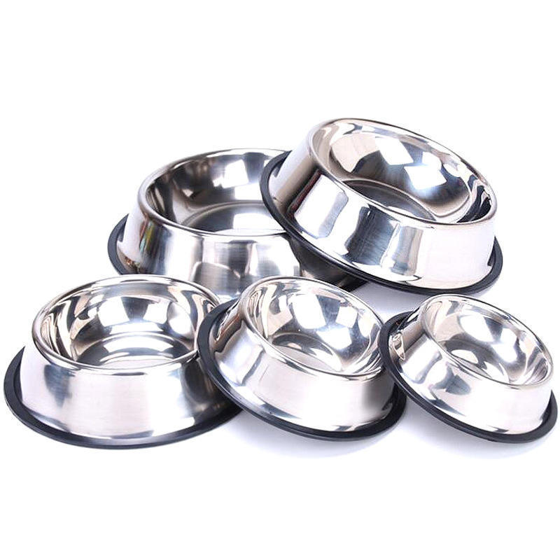 Stainless Steel Dog Bowl with Anti-Skid Rubber Base for Small Pets Feeder and Water Choice Puppy Cat Kitten