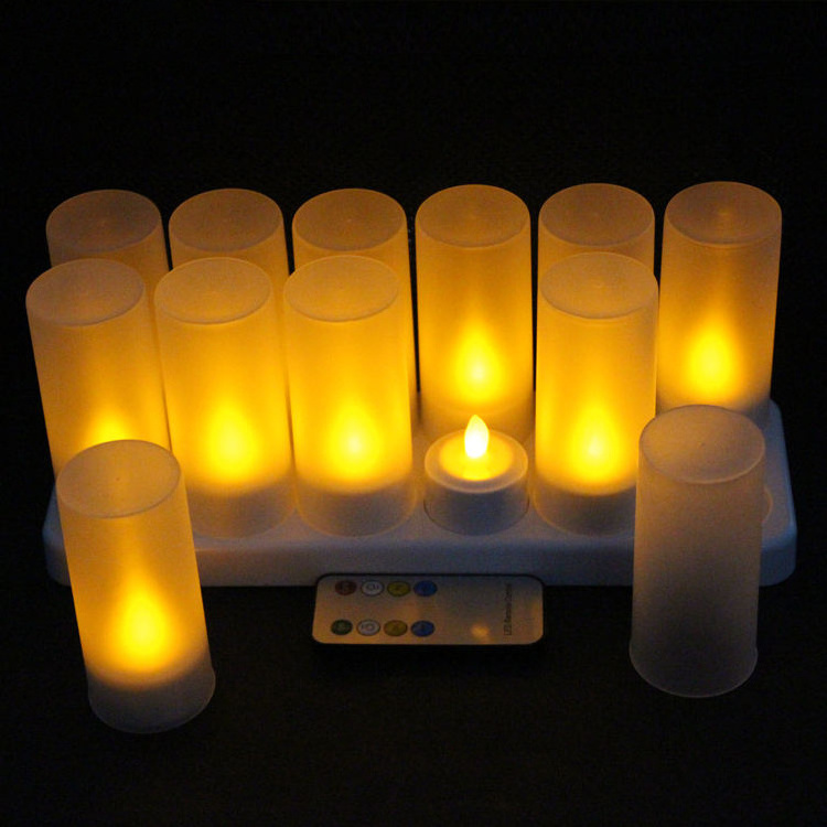 Wholesale USB Rechargeable Plastic Electric Candles LED Candle Tea Light with remote control Valentine's Day Christmas