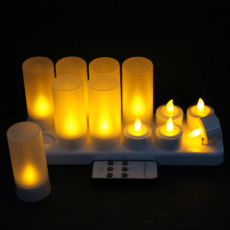 Wholesale USB Rechargeable Plastic Electric Candles LED Candle Tea Light with remote control Valentine's Day Christmas