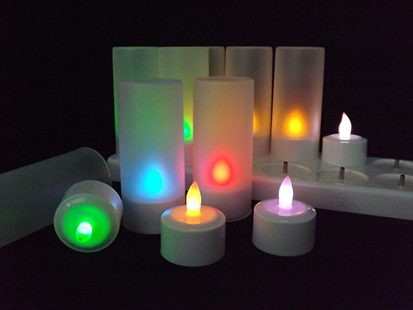 Flicking Flameless Multicolor Remote Conltrol Led Candle 12 Rechargeable Led Tea Lights Candles for Wedding Valentine's Day