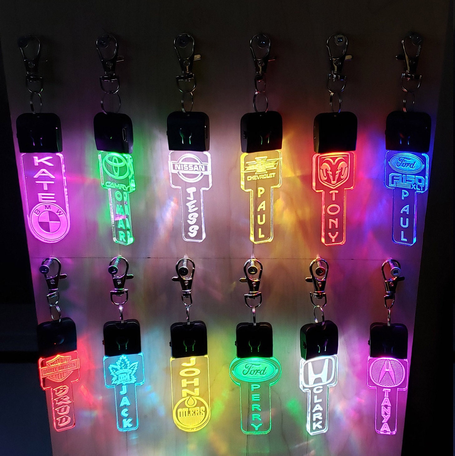 Custom Personalize Acrylic LED keychain Light Up Luminous Keyring for promotion gifts