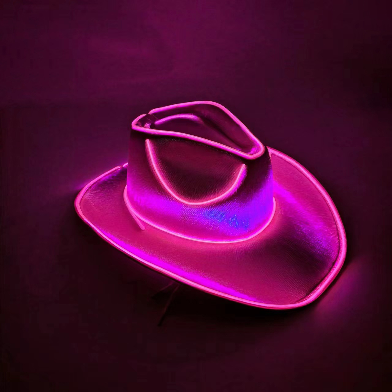 Customized Flashing Neon LED Light Up Cowboy Hat Adult Cowboy Pink Cowgirl Hat for Halloween Christmas