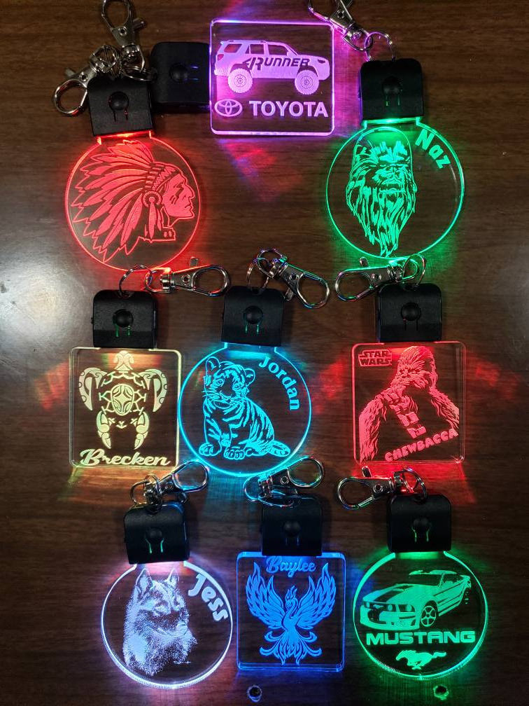 Custom Personalize Acrylic LED keychain Light Up Luminous Keyring for promotion gifts