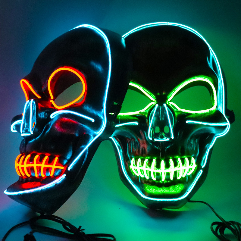 Halloween LED Mask Light Up Hacker Purge Mask LED Scary Skull Mask for Cosplay Costumes Festival Carnival Party Gifts Kids Men